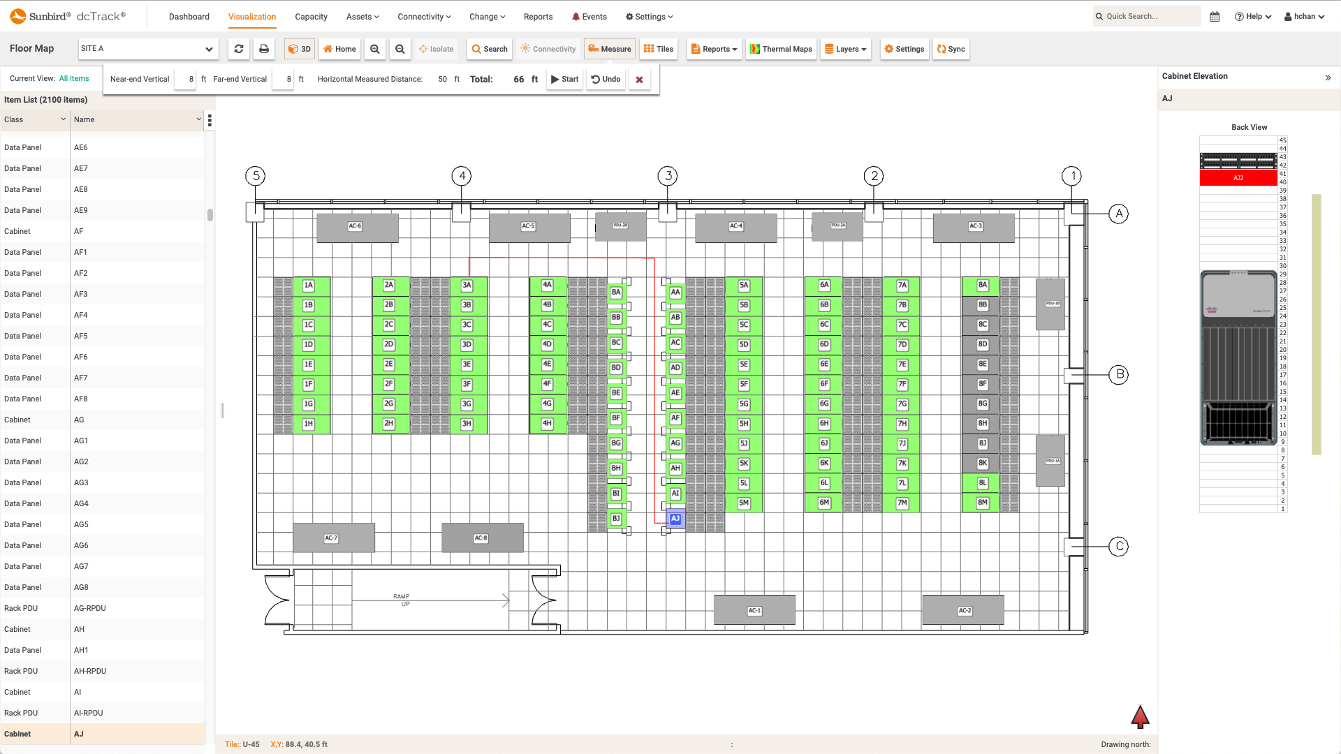 3-Cable Measurements on the Data Center Floor Map