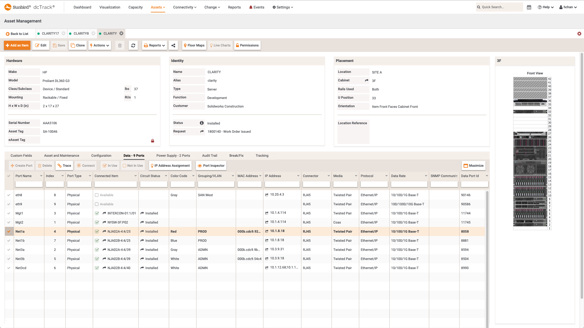 5-Data Ports Displayed in Asset Details
