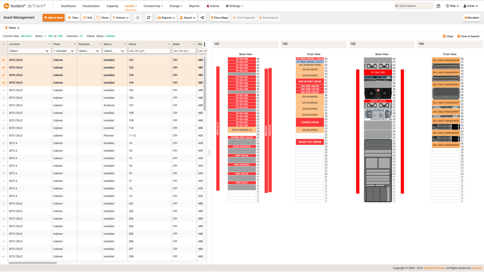 5-Multi-Select Cabinet Elevation Views From Any Site and Row